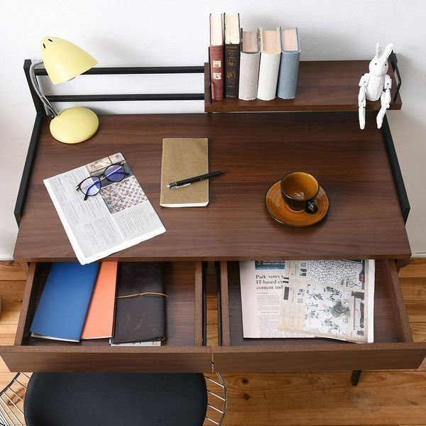  стол */ стильный 2WAY компьютерный стол книжный шкаф имеется / low модель высокий / низкий стол / передвижной полки место хранения / steel из дерева / Brown черный /kksa-0015/zz