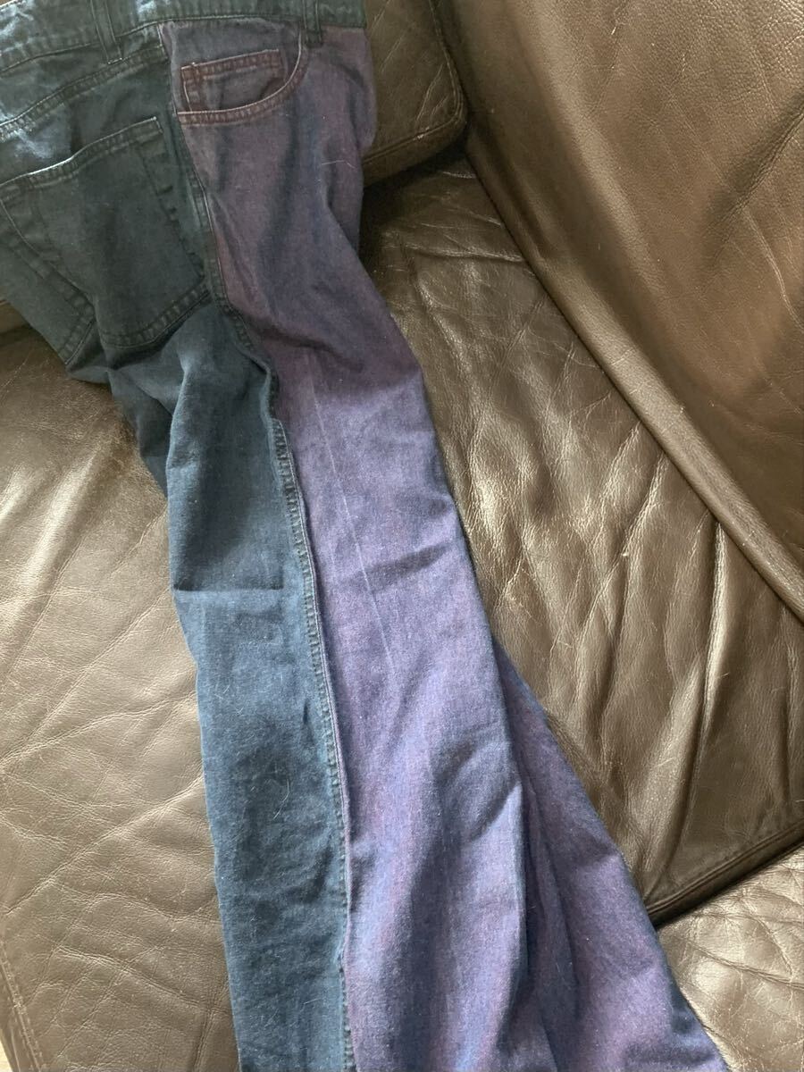 ANN DEMEULEMEESTER 36サイズ ストレート ジーンズ 紺×紫 ベルギー製_画像4