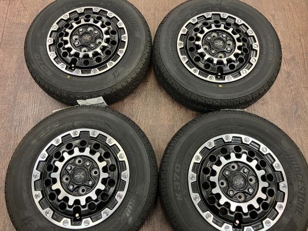 ◆1000円～ PPX GX14 12インチ 3.5J+45 100/4H ブリヂストン 145/80R12LT 新品付き!! 軽トラ/バン/アトレー/エブリィ/ハイゼット/N-VAN他_画像1