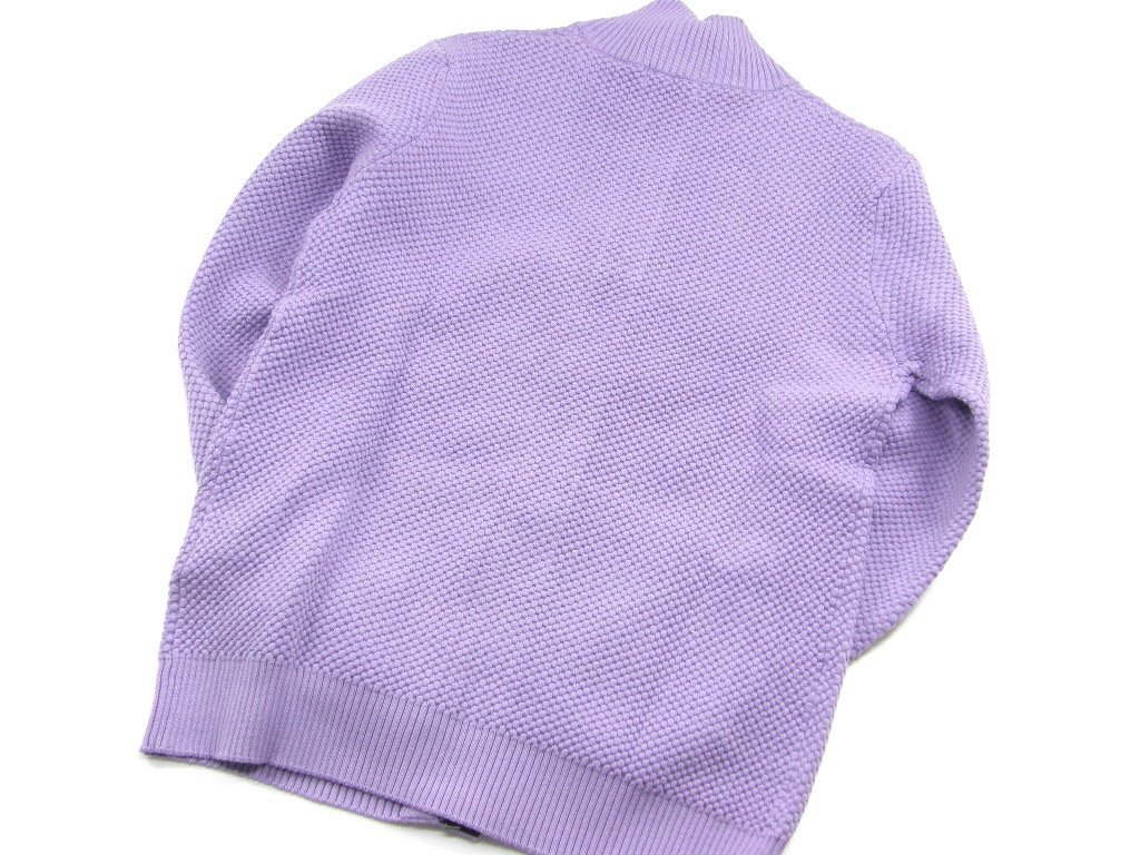 新品 MONSIEUR NICOLE 【ジャカード編み】 強ストレッチ ジップ ニット アウター 50 LL 定価1万7600円 ラベンダー ★351787 ムッシュニコル_画像3