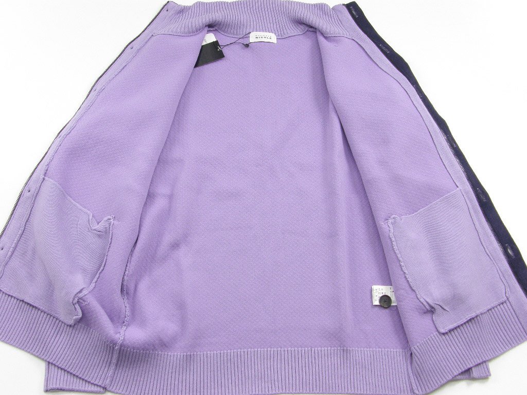 新品 MONSIEUR NICOLE 【ジャカード編み】 強ストレッチ ジップ ニット アウター 50 LL 定価1万7600円 ラベンダー ★351787 ムッシュニコル_画像4