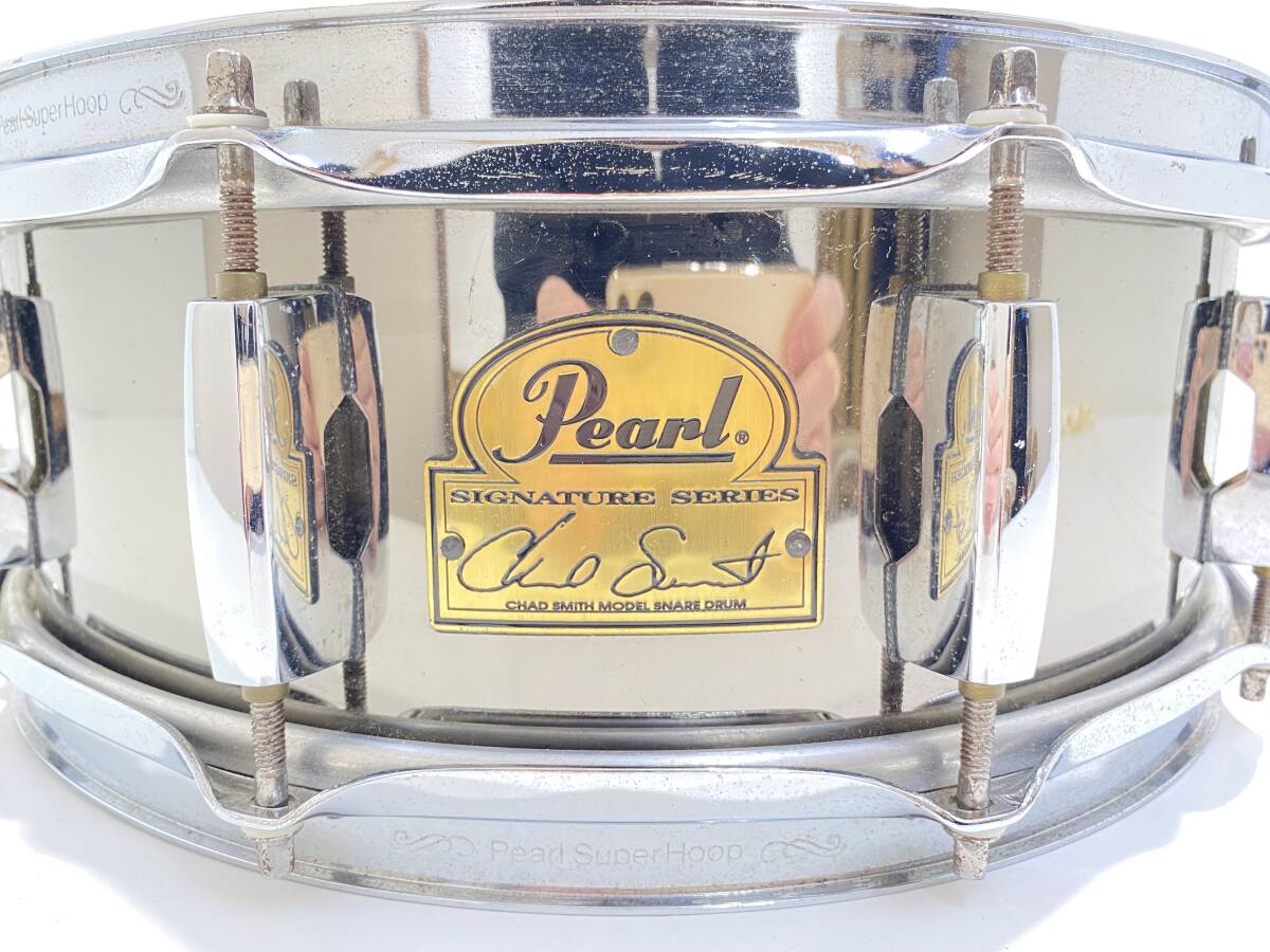 中古品 Pearl Signature Series CS10809 パール シグネイチャーシリーズ チャド・スミス スネアドラム ソフトケース付_画像3