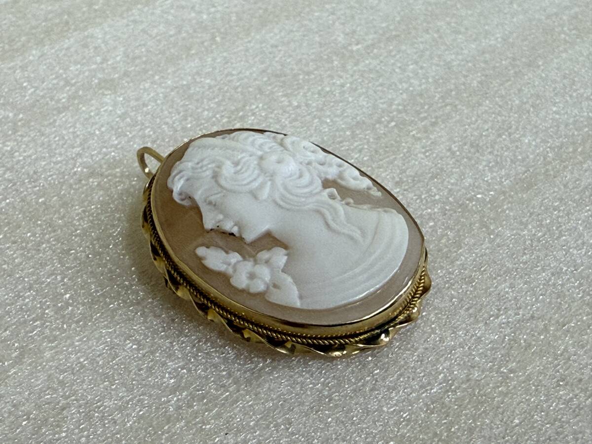 K14/585 печать / камея / подвеска с цепью / полная масса 4.7g/