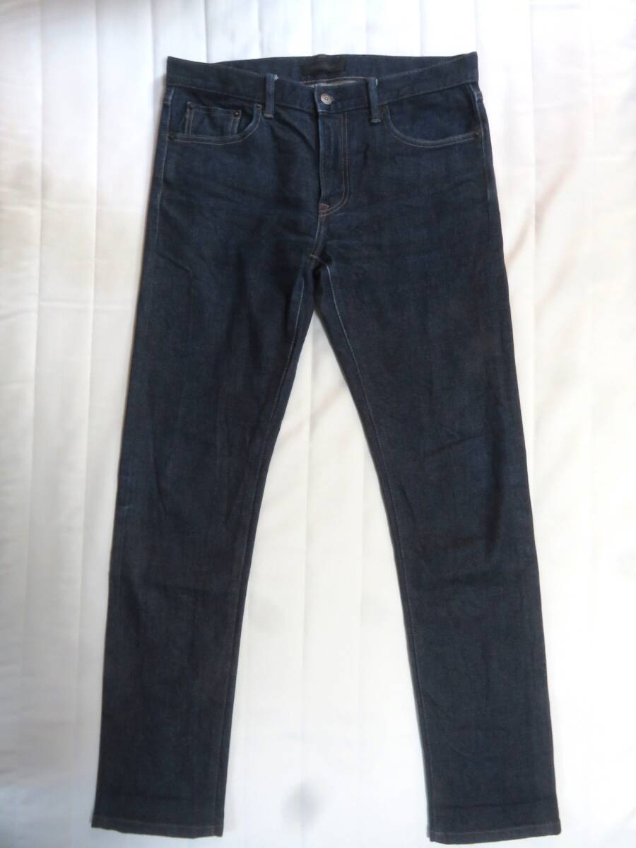 UNIQLO JEANS ユニクロ ジーンズ スリムフィットジーンズ セルビッチ 赤耳 ストレッチデニム ストレート 33 (84cm) ＊321-418910 KAIHARA_画像1