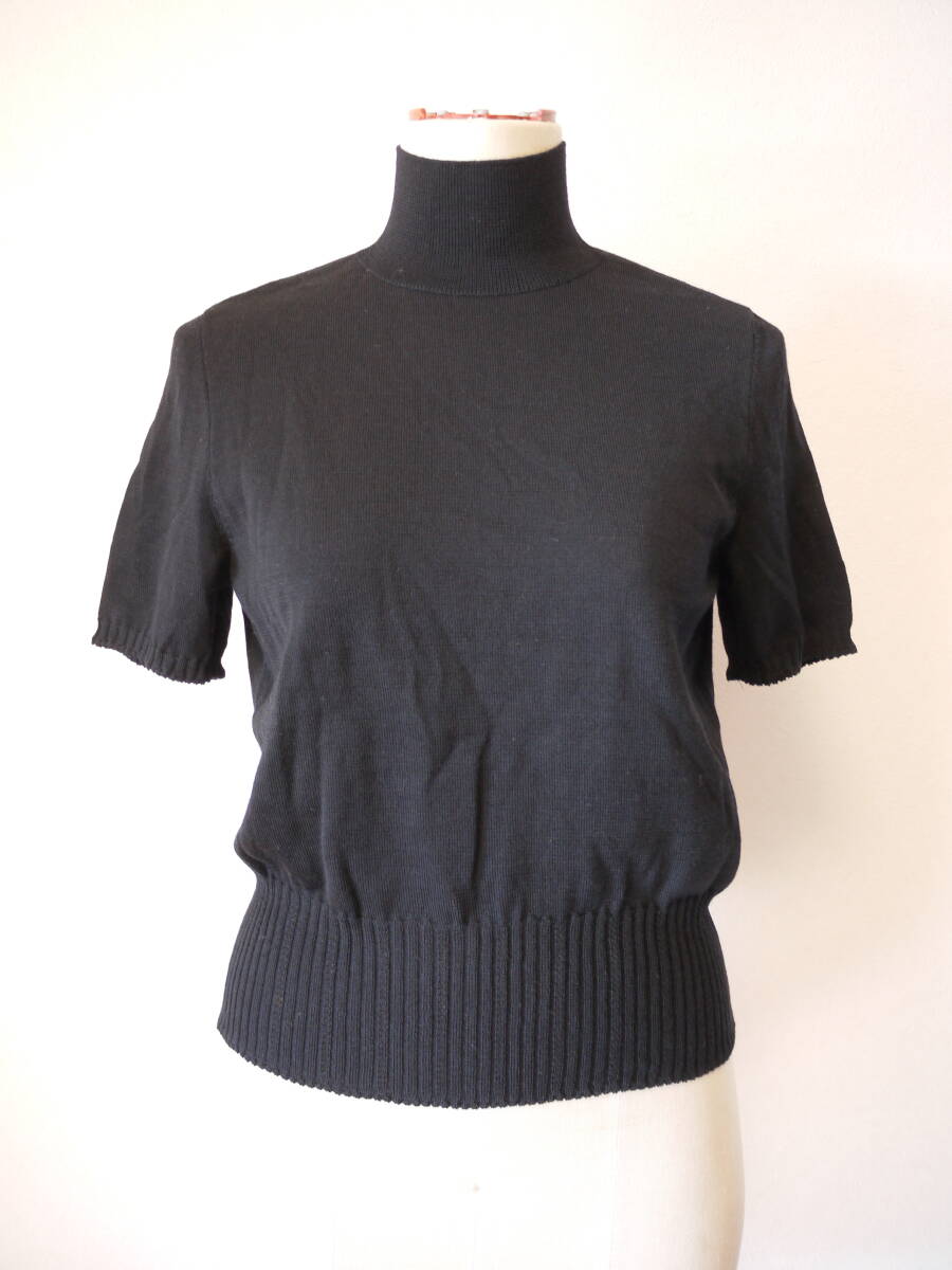 Leilian レリアン ハイネック半袖ニット ブラック ９ 美品_画像1