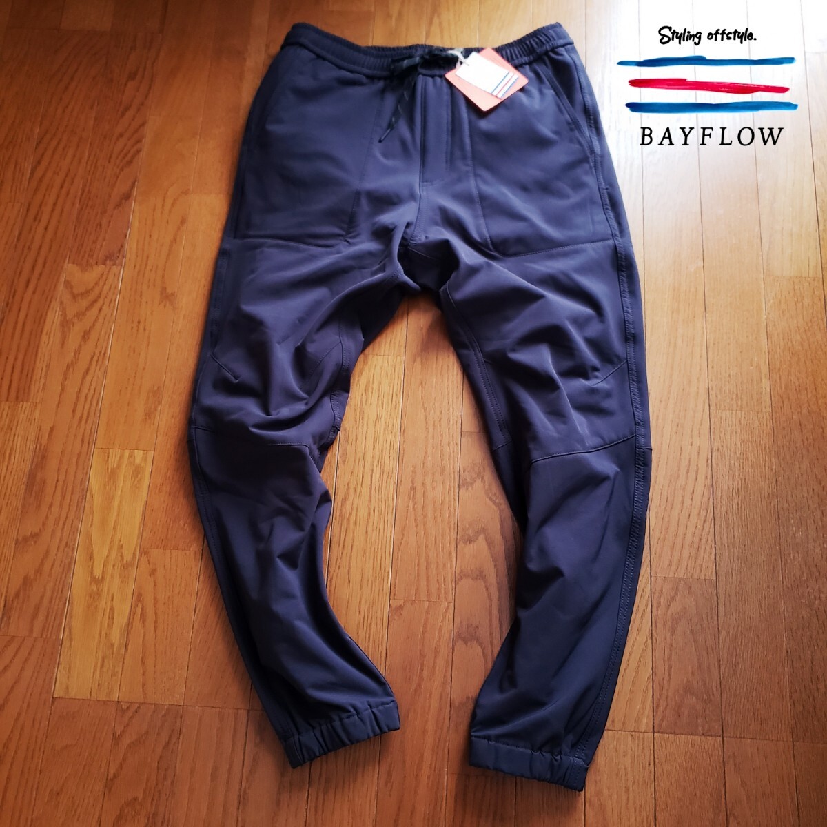 【新品】BAYFLOW Lサイズ 裏フリース ジョガーパンツ ネイビー ウォッシャブル ジョグパンツ ベイフロー イージーパンツ 冬_画像1