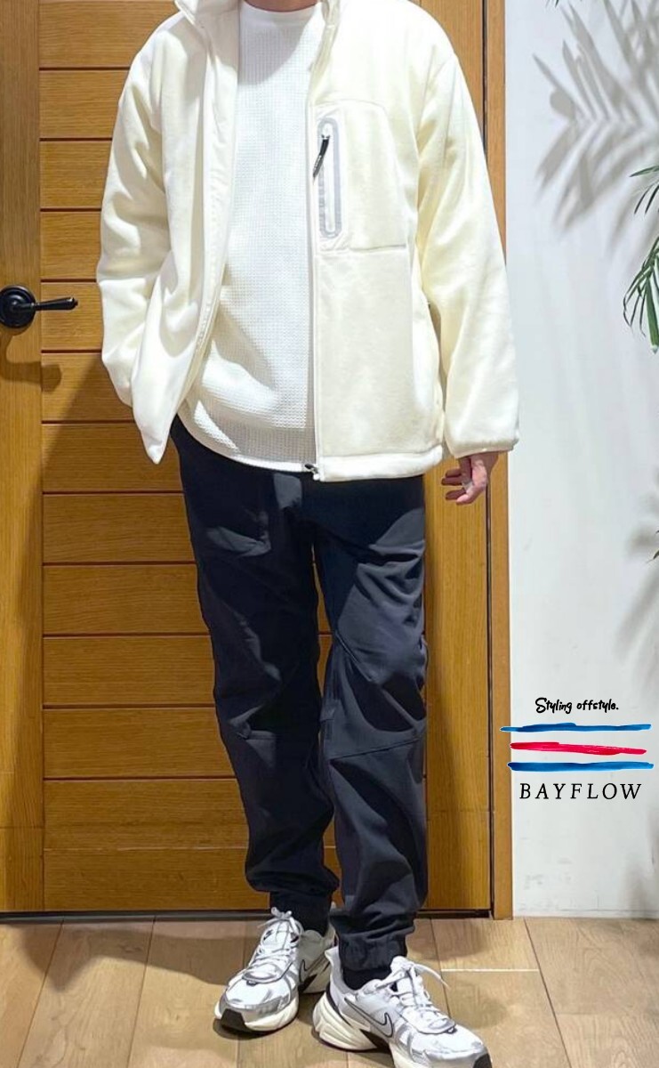 【新品】BAYFLOW Lサイズ 裏フリース ジョガーパンツ ネイビー ウォッシャブル ジョグパンツ ベイフロー イージーパンツ 冬_画像2