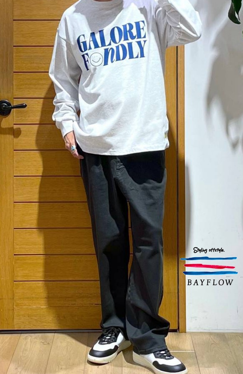 【新品】BAYFLOW Lサイズ B-FLEX セミワイドパンツ ストレッチ チャコール ベイフロー リラックスシルエット_画像7