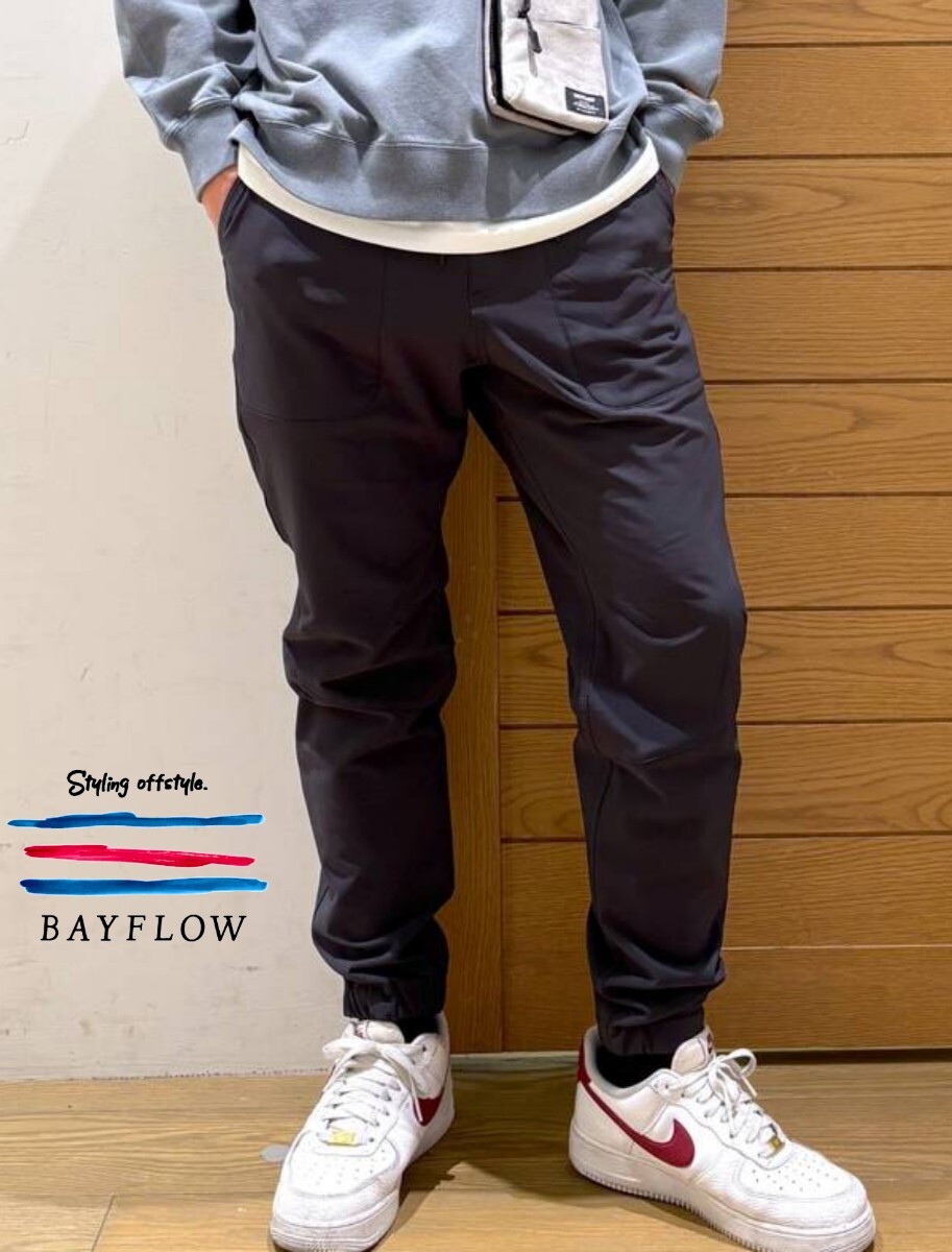 【新品】BAYFLOW Lサイズ 裏フリース ジョガーパンツ ネイビー ウォッシャブル ジョグパンツ ベイフロー イージーパンツ 冬_画像6