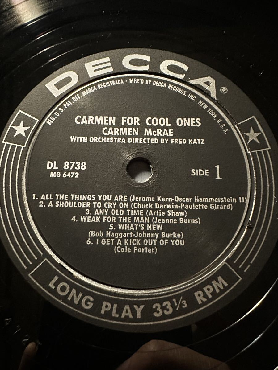 【MonoオリジナルUS盤/DECCA】 Carmen McRae ● Carmen For Cool Ones_画像5