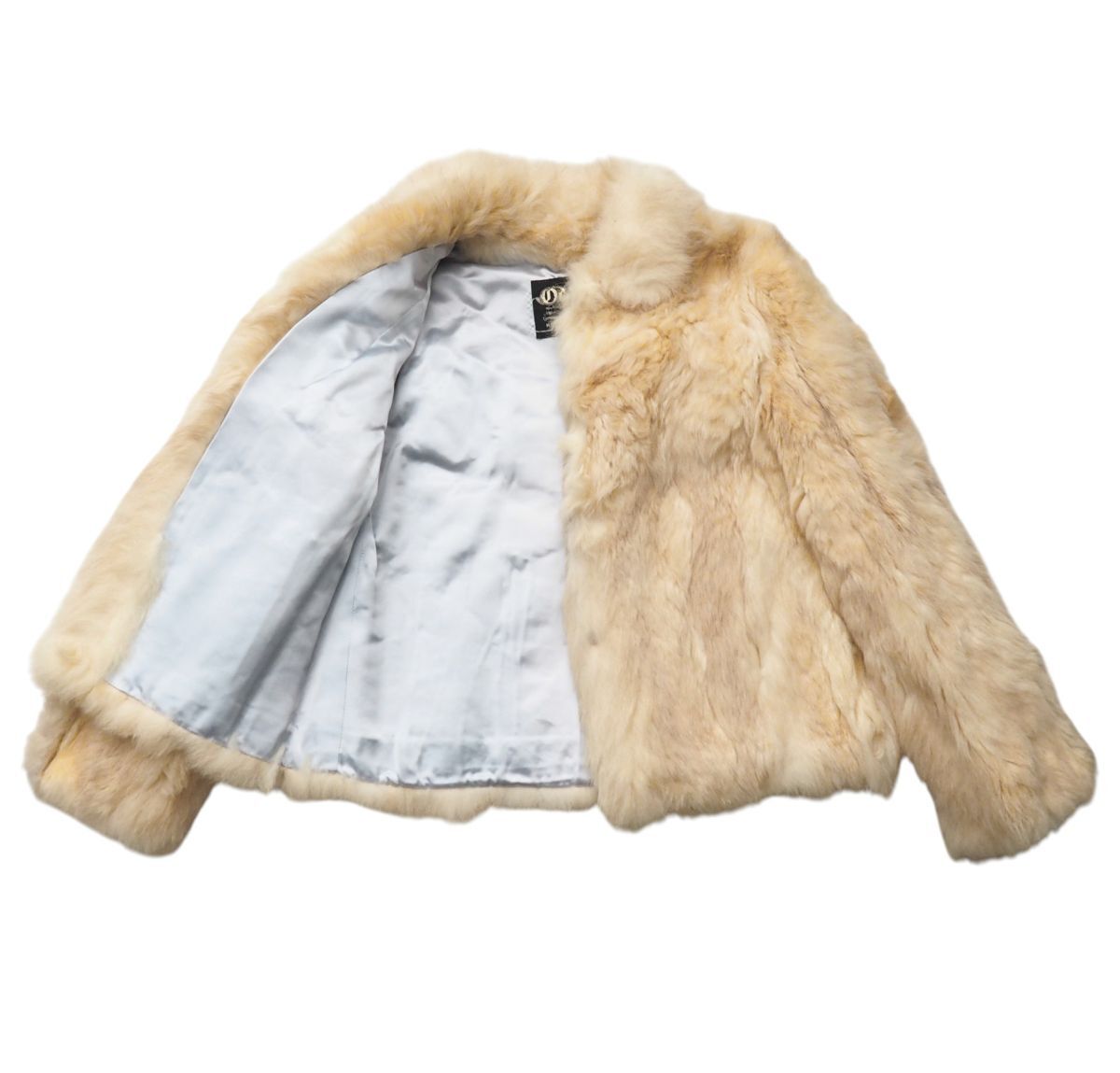 GS4338◇ニュージーランド製 Ode ポッサム ファーコート ショート丈 ファージャケット サイズ34/87cm 毛皮コート ベージュ系_画像4