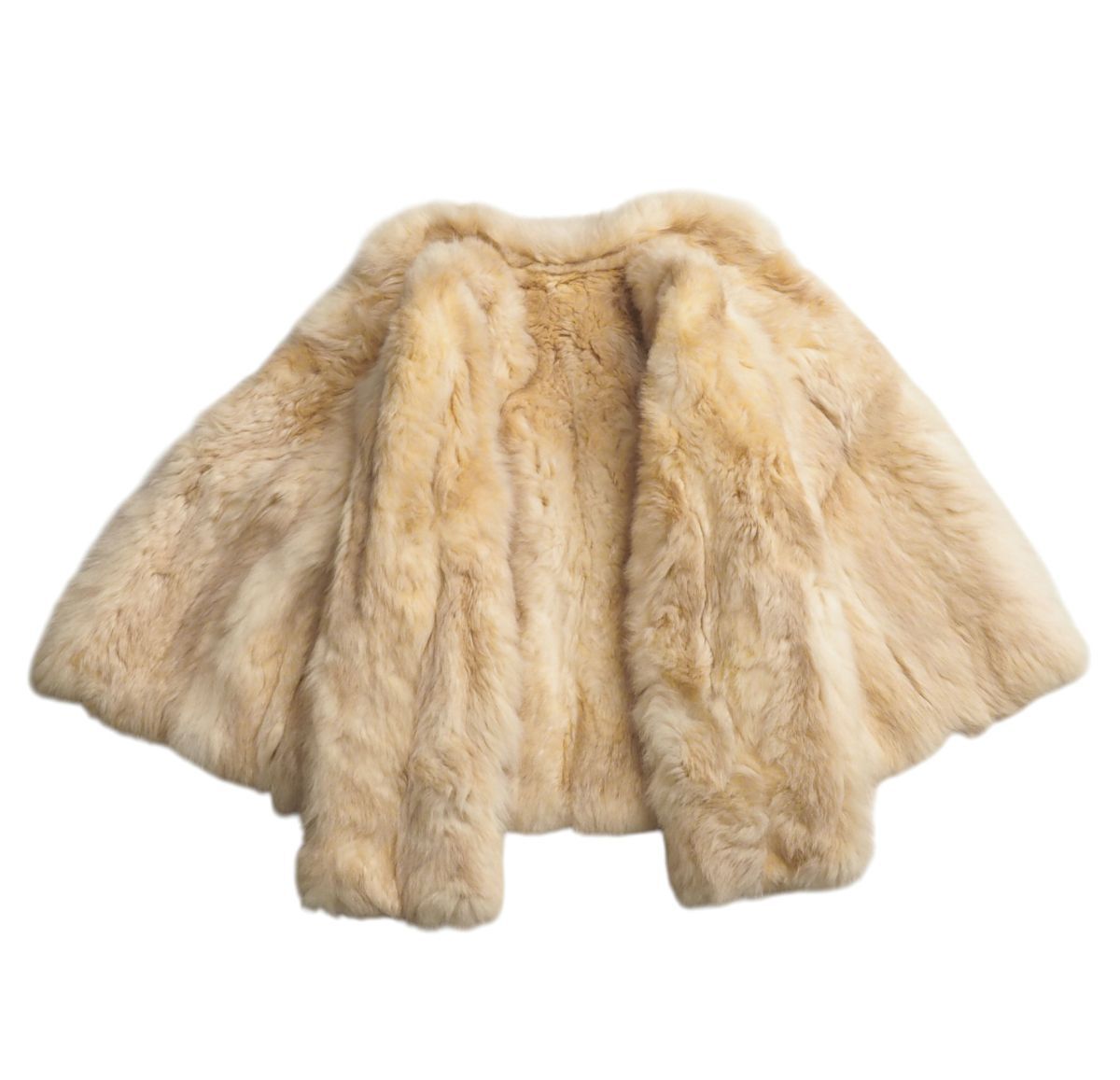 GS4338◇ニュージーランド製 Ode ポッサム ファーコート ショート丈 ファージャケット サイズ34/87cm 毛皮コート ベージュ系_画像3
