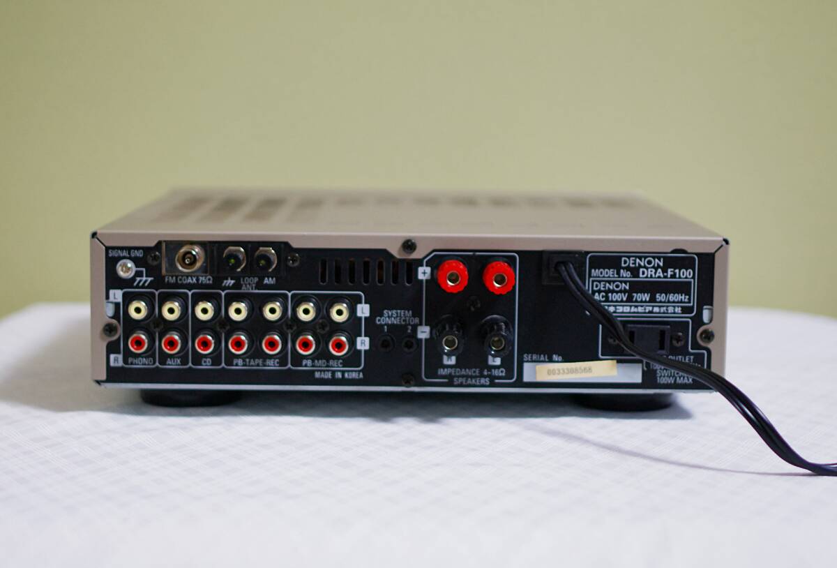 綺麗です！★DENON/デノン PHONO端子付き チューナー搭載コンパクトアンプ DRA-F100★音出し確認済み_画像4