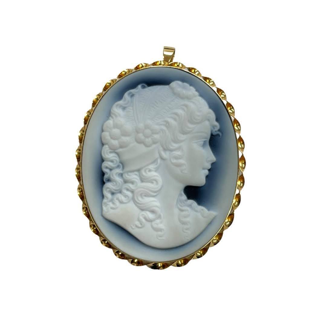 * б/у товар * камея брошь подвеска с цепью K18 печать есть полная масса 21.8g аксессуары женский Vintage (SMR14777)