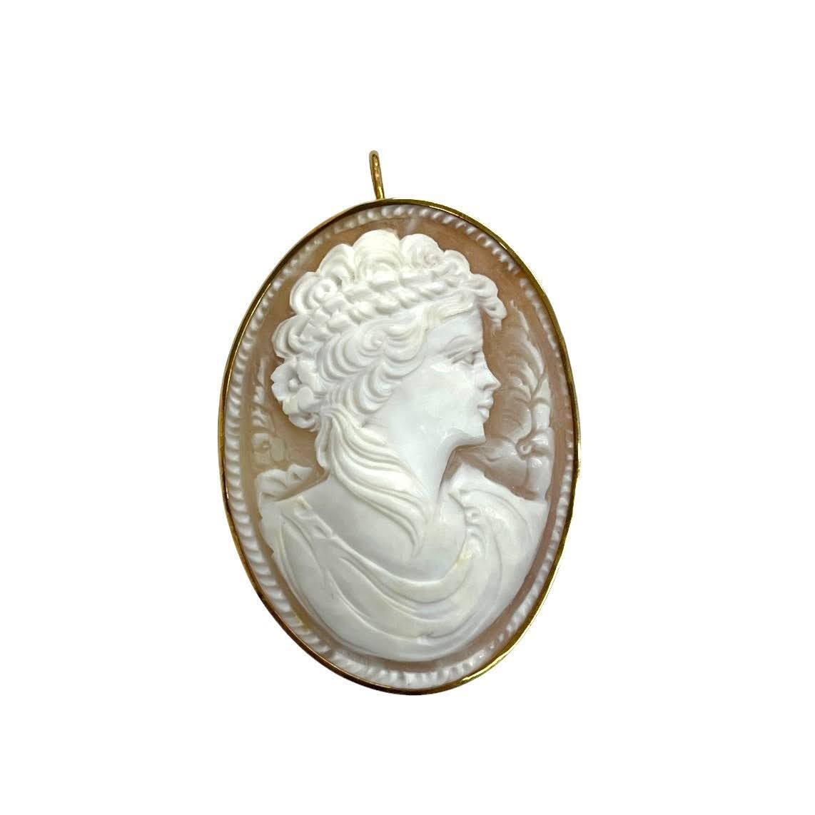 * б/у товар * камея брошь подвеска с цепью K18 печать есть полная масса 12.86g аксессуары женский Vintage (SMR14484)