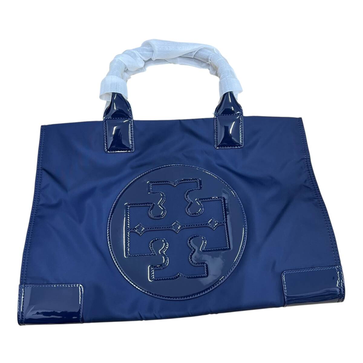 ◎未使用品◎ TORY BURCH トリバーチ トートバッグ エナメル ナイロン ロゴ ネイビー系 coHM5042COB_画像1