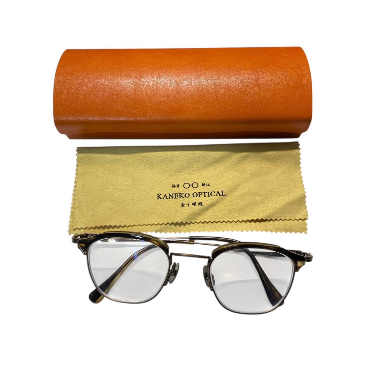 【中古品】金子眼鏡 S925-DEC 度入り メガネフレーム 47□22-137 アイウェア ケース付き A100835RD_画像1