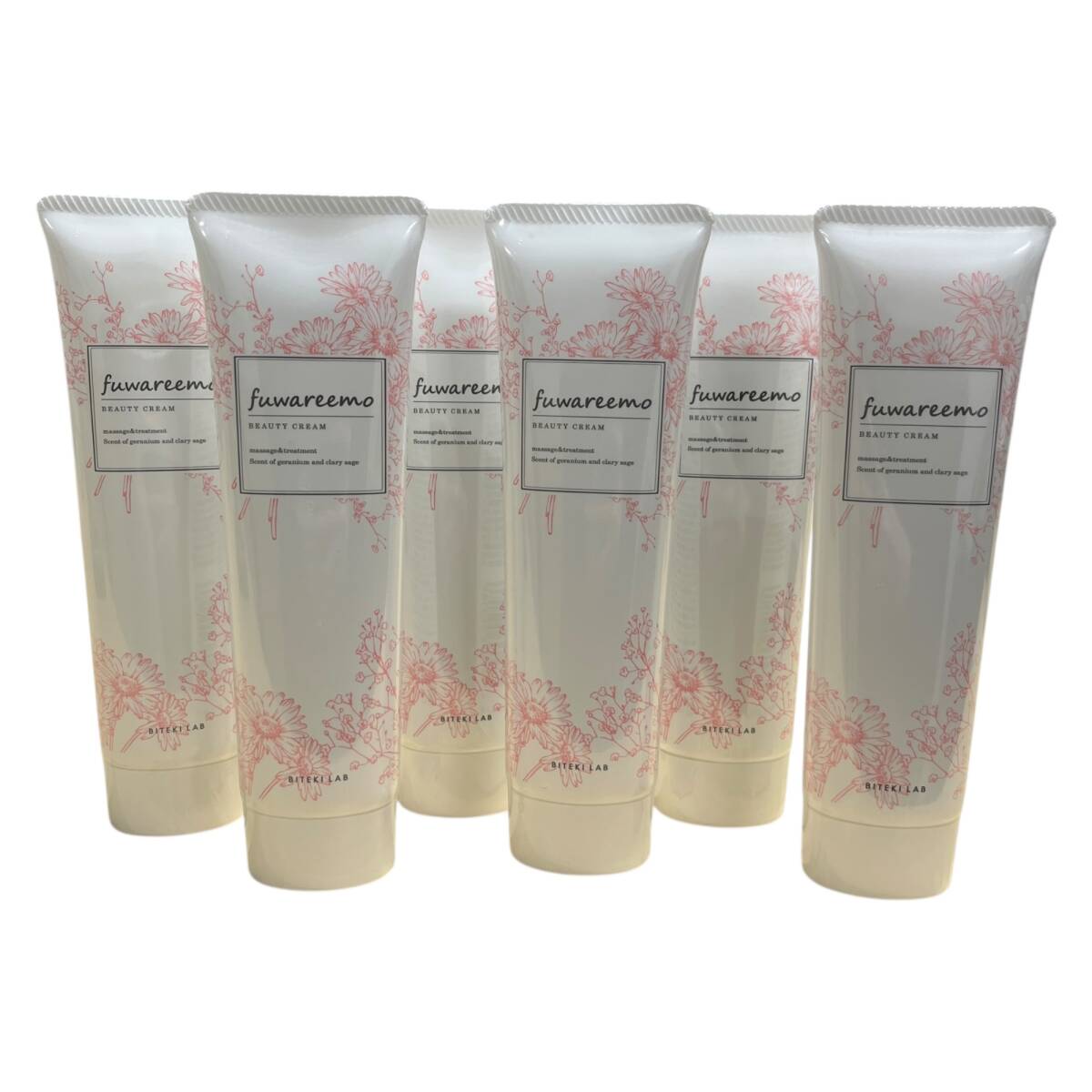 ■未使用■fuwareemo フワリーモ ボディマッサージクリーム エラスチン+ヒアルロン酸+セラミド 100g 保湿クリーム ×6本 ZAH6548ZC_画像1