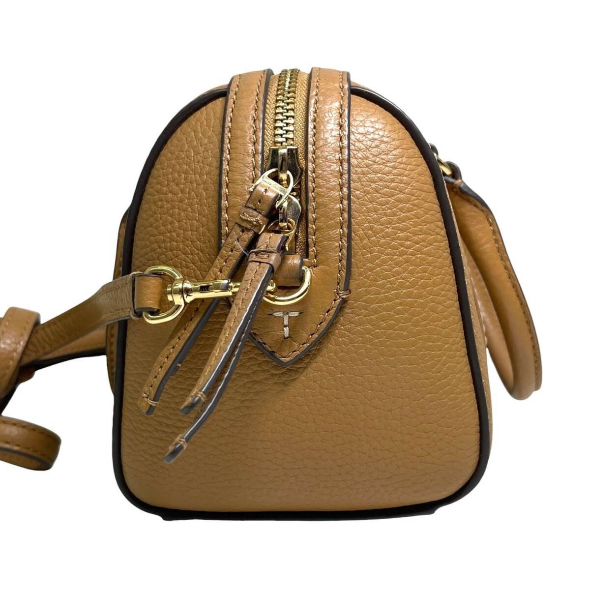【美品】TORY BURCH/トリーバーチ 2WAY ミニボストン ショルダーバッグ キャメル系 レディース鞄(SME14233)_画像4