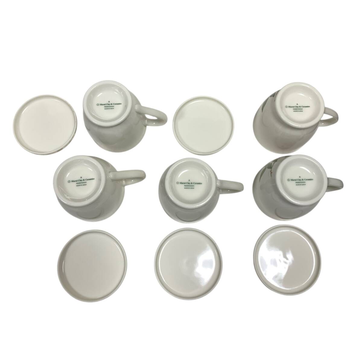 ◆マルイクレイMARUI Clay&Ceramics パールリーフ 茶漉し付き 蓋付き ５客セット マグカップ 花柄 ティーカップ 中古品◆ kyQ19257N_画像9