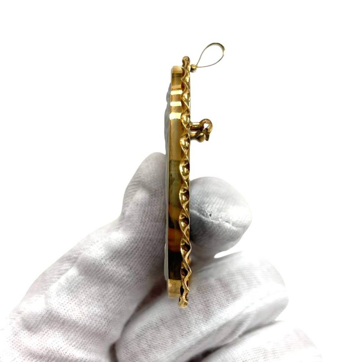 * б/у товар * камея брошь подвеска с цепью K18 печать есть полная масса 21.8g аксессуары женский Vintage (SMR14777)