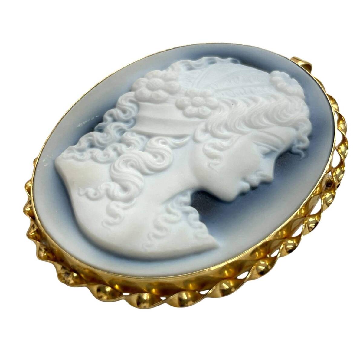 * б/у товар * камея брошь подвеска с цепью K18 печать есть полная масса 21.8g аксессуары женский Vintage (SMR14777)