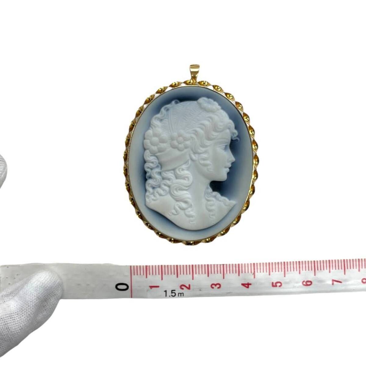 * б/у товар * камея брошь подвеска с цепью K18 печать есть полная масса 21.8g аксессуары женский Vintage (SMR14777)