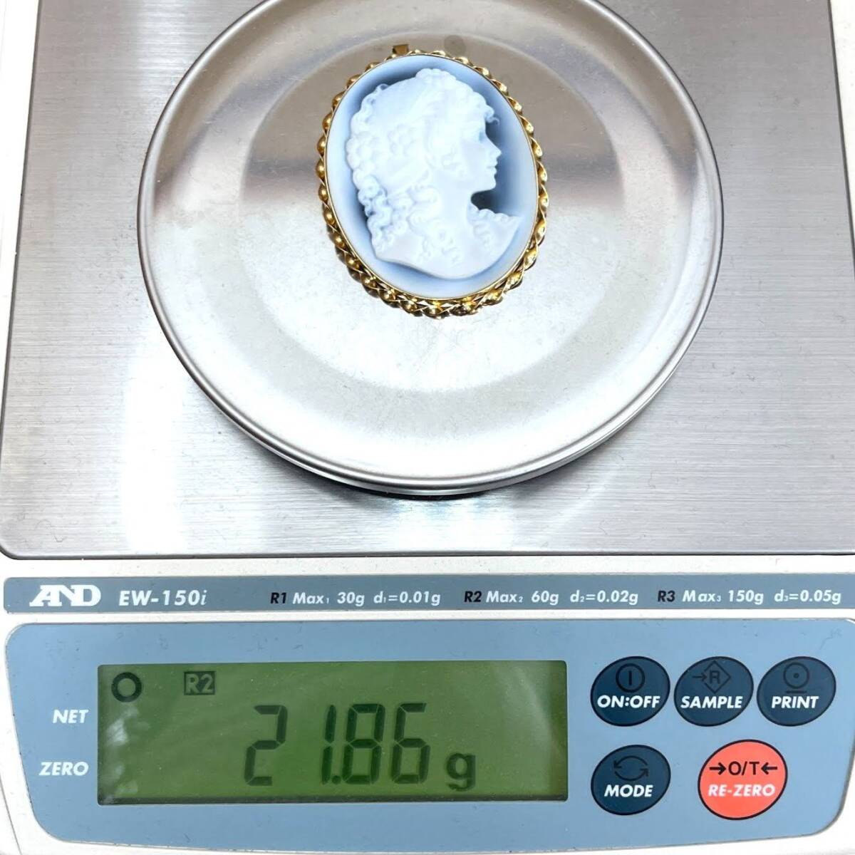 * б/у товар * камея брошь подвеска с цепью K18 печать есть полная масса 21.8g аксессуары женский Vintage (SMR14777)