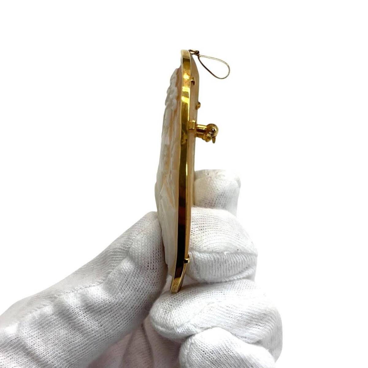 * б/у товар * камея брошь подвеска с цепью K18 печать есть полная масса 12.86g аксессуары женский Vintage (SMR14484)