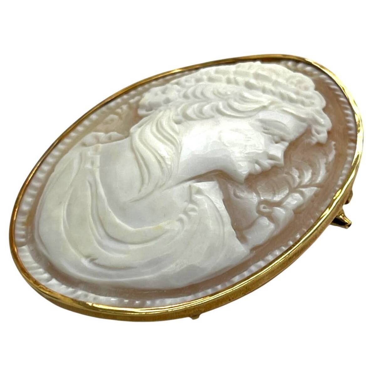 * б/у товар * камея брошь подвеска с цепью K18 печать есть полная масса 12.86g аксессуары женский Vintage (SMR14484)