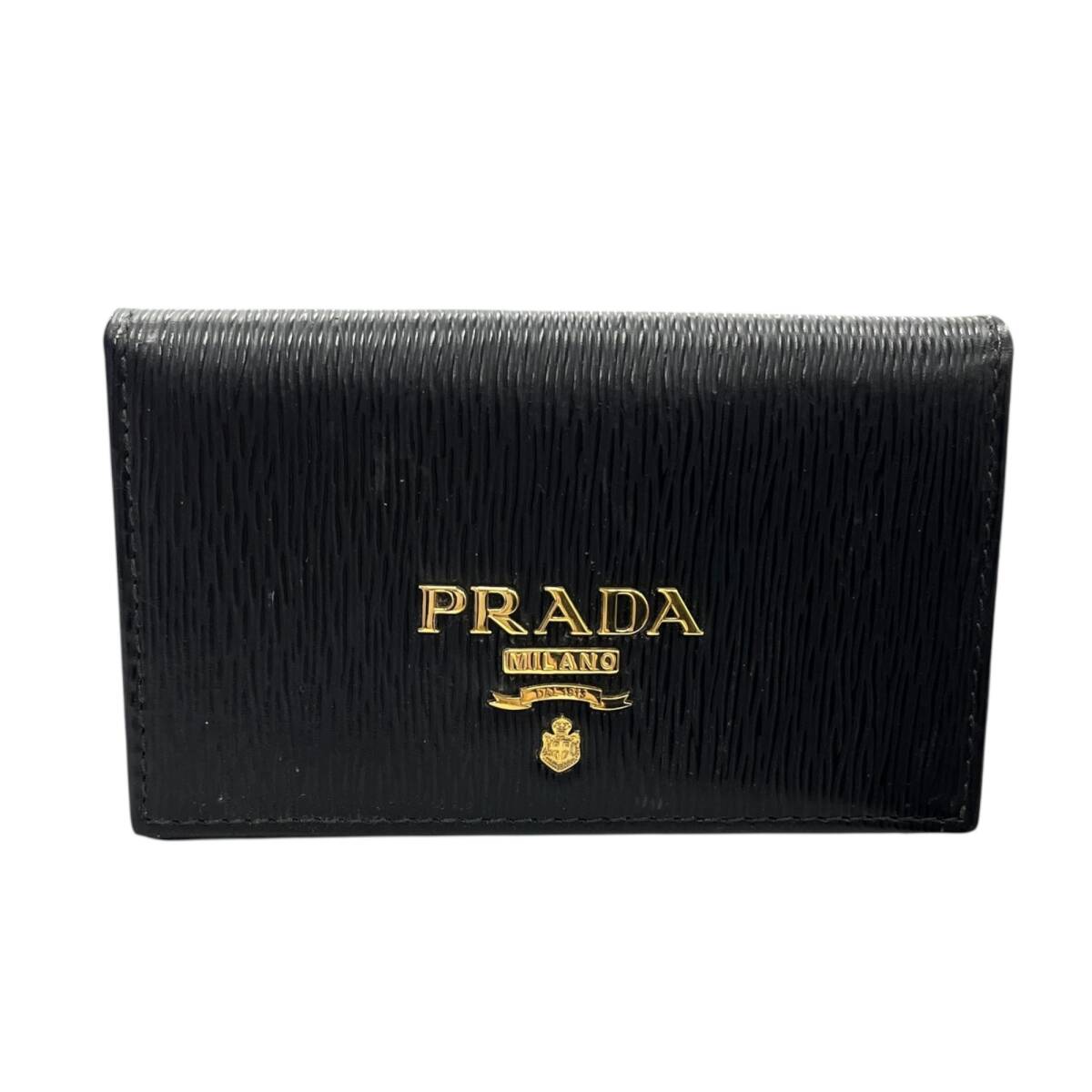 ◎中古品◎ PRADA プラダ カードケース サフィアーノ 1MC122 名刺入れ レザー ブラック 本体のみ coHM6357COA_画像1