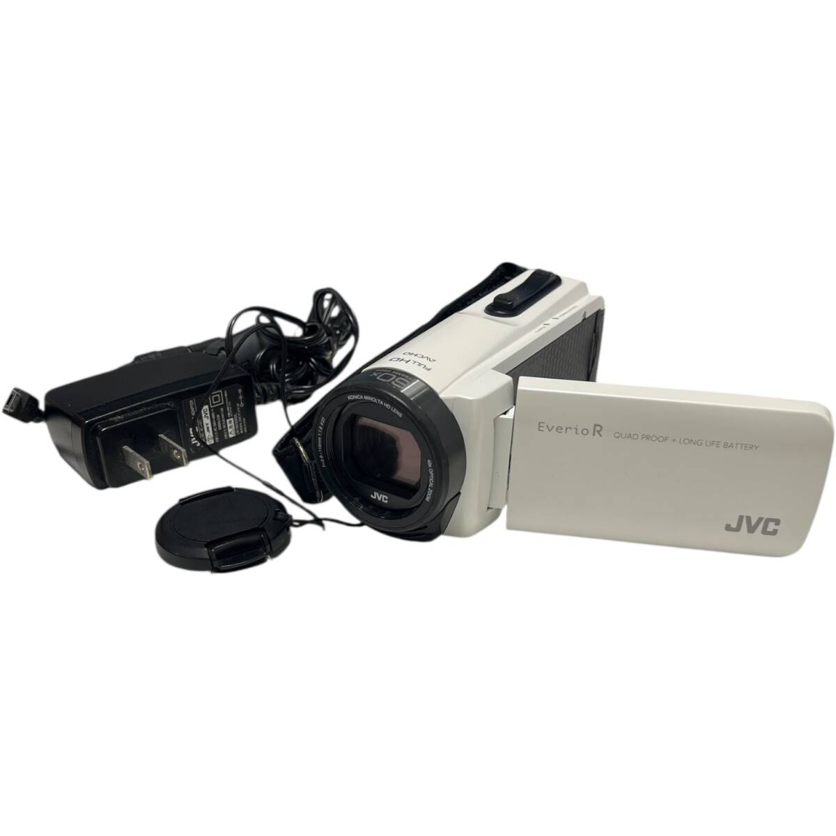 ■中古品■JVC ジェイブイシー EverioR GZ-R470 ビデオカメラ シャインホワイト 2018年製 初期化済 ZAH6313ZD_画像1