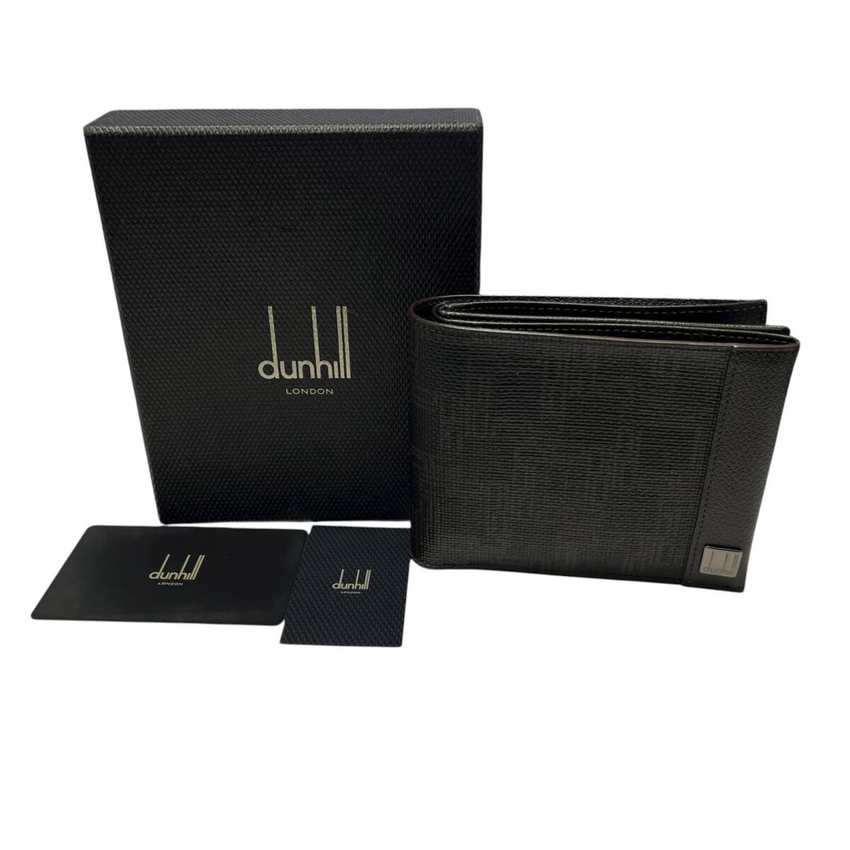 dunhill ダンヒル PVC×レザー 二つ折り 財布 ウォレット 札入れ カード入れ メンズ ブラック ■中古品■ ZAH658ZD_画像1