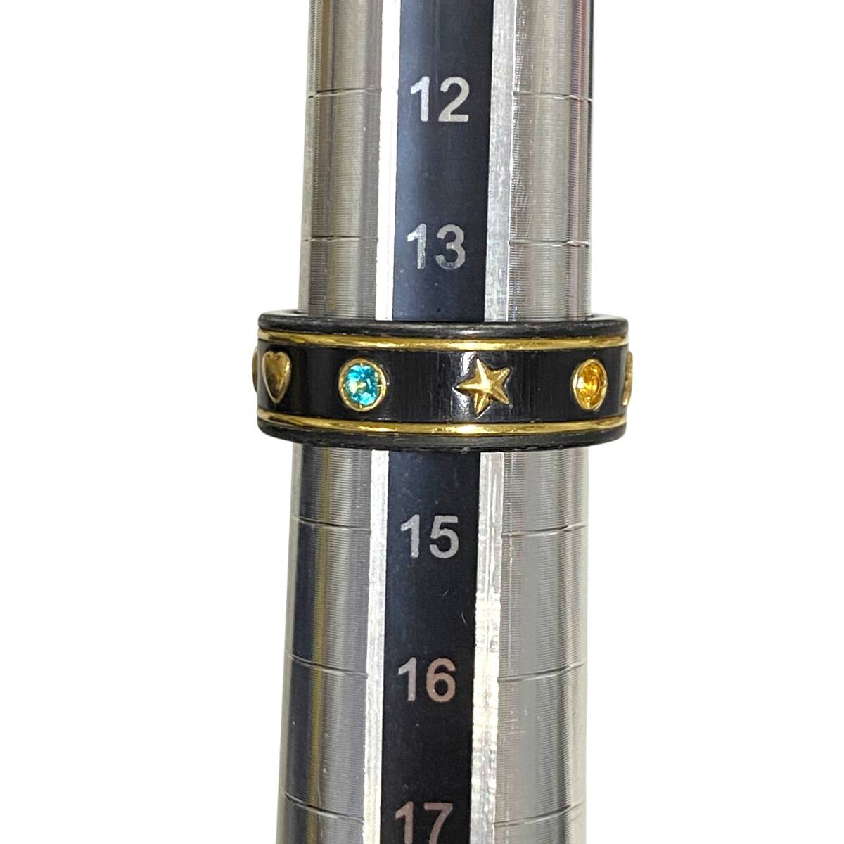 【中古品】GUCCI グッチ リング 指輪 ジェムストーン アイコン 14号 YG シンセティックコランダム A100535RD_画像9