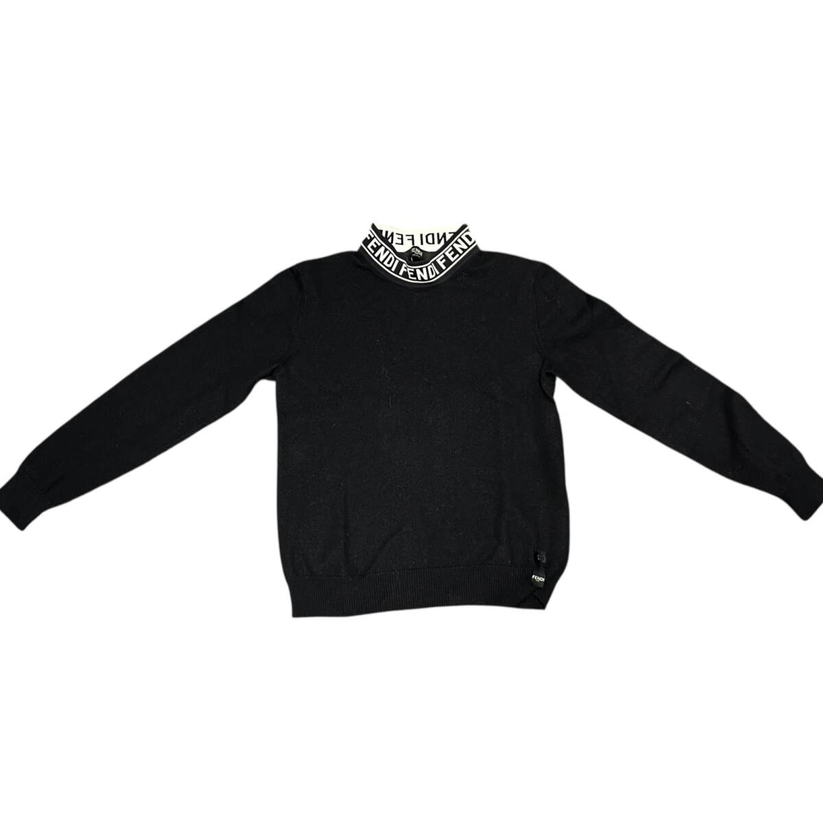 FENDI フェンディ ネックロゴジャガードニットセーター サイズ48 ブラック レディース 本体のみ ■中古品■ZKM6523ZD_画像1