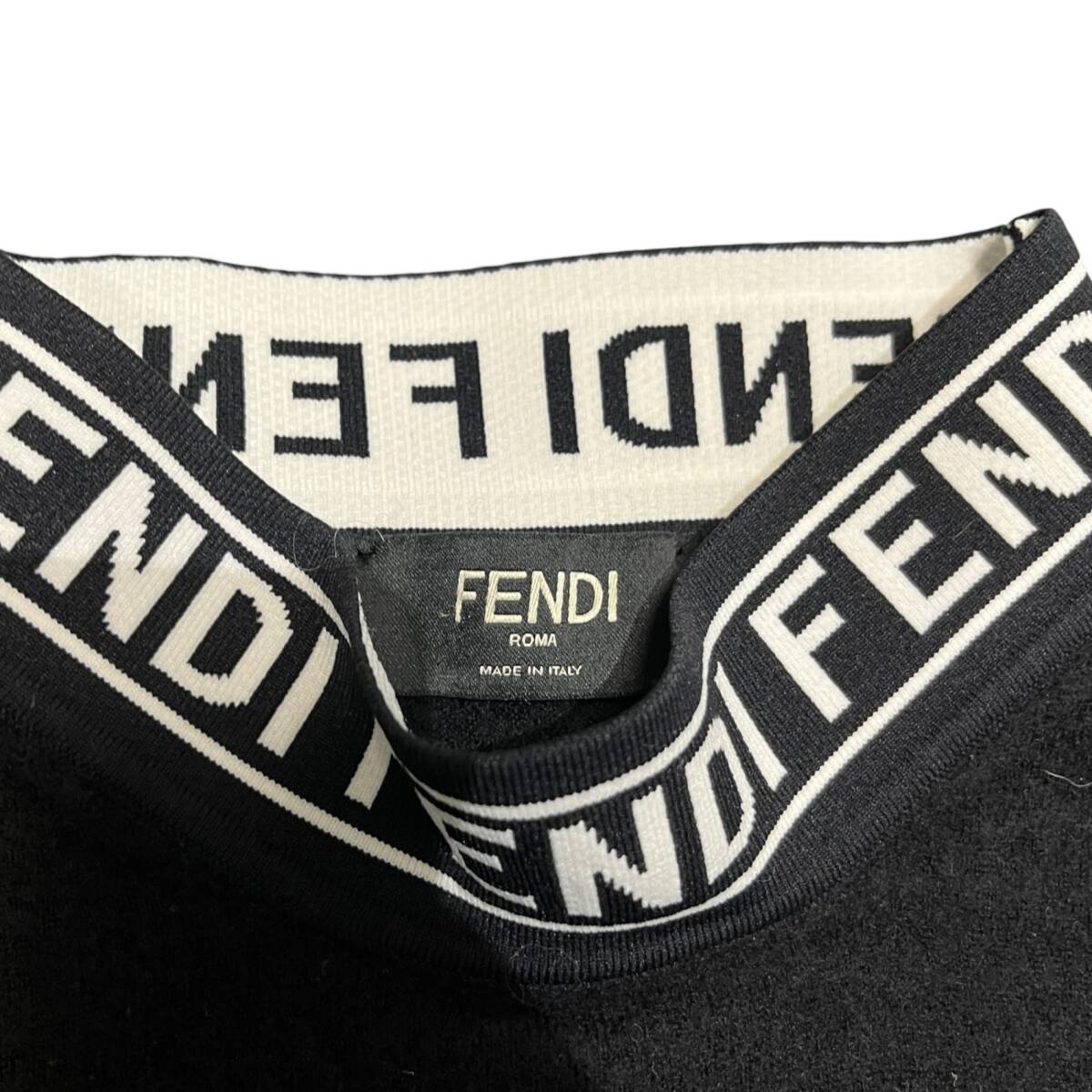 FENDI フェンディ ネックロゴジャガードニットセーター サイズ48 ブラック レディース 本体のみ ■中古品■ZKM6523ZD_画像3