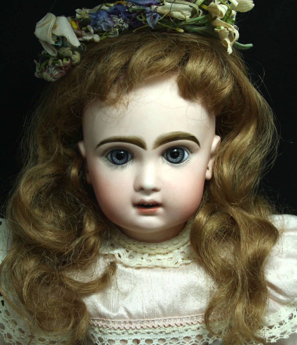 ◎ ジュモー アンティーク ビスクドール◎ウィッグ2種&美品シルクドレス 人形 送料無料 _画像1