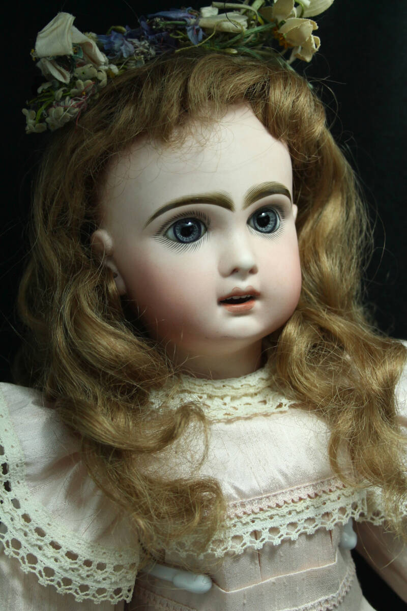 ◎ ジュモー アンティーク ビスクドール◎ウィッグ2種&美品シルクドレス 人形 送料無料 _画像3