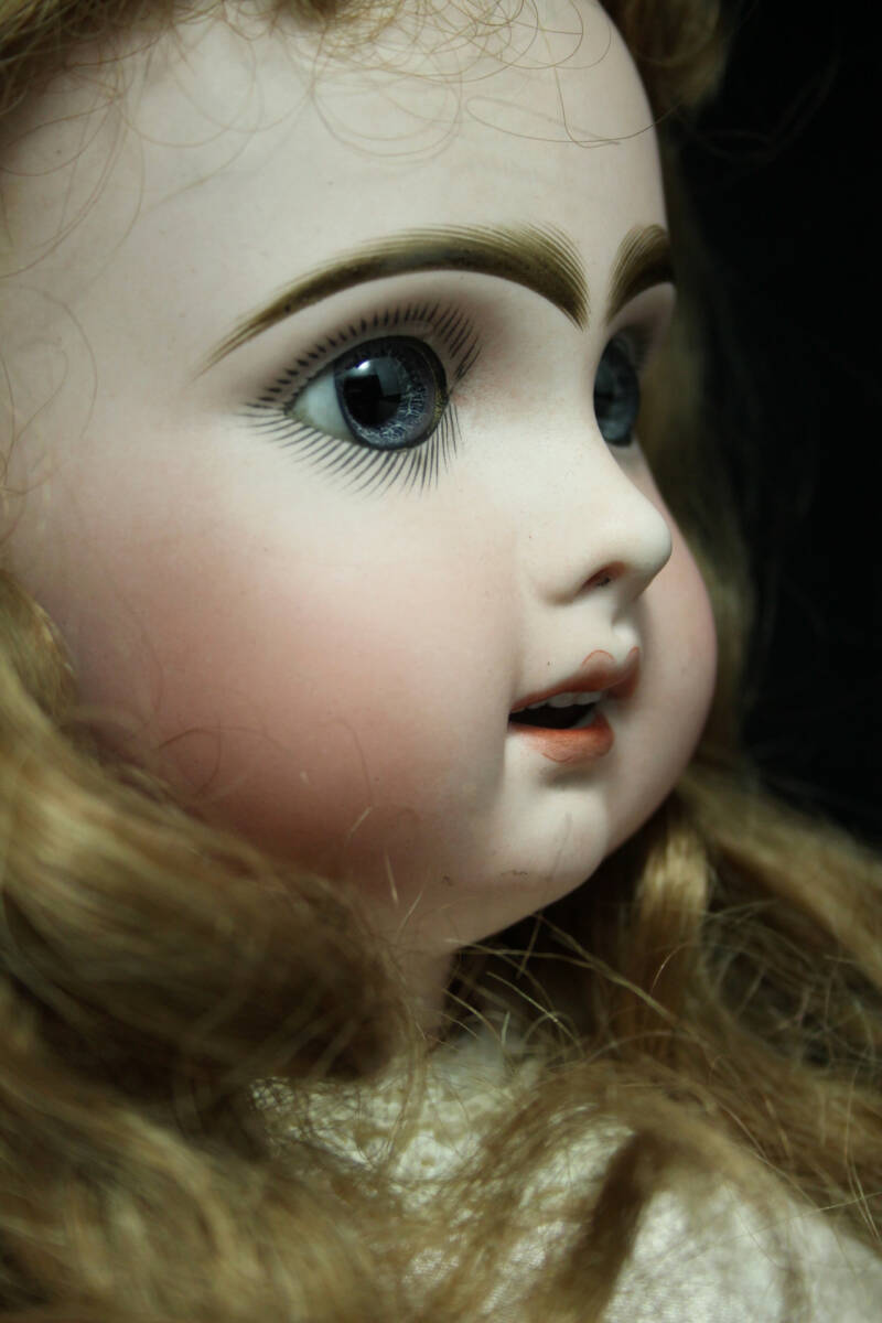 ◎ ジュモー アンティーク ビスクドール◎ウィッグ2種&美品シルクドレス 人形 送料無料 _画像9