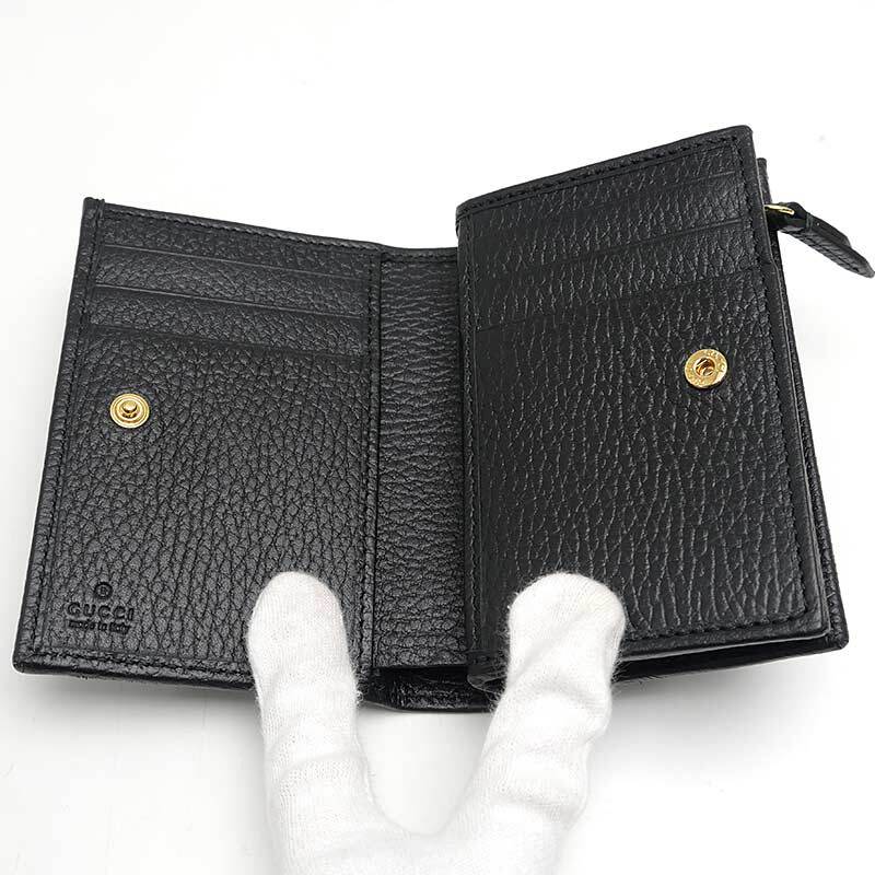 グッチ GUCCI ダブルG バイカラー スモールウォレット 790063 ブラック レザー_画像6