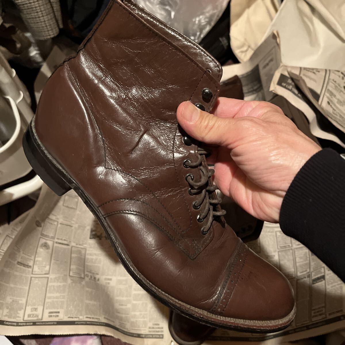  стойка si-* Adams половина ботинки Brown 9D пятка & пальцы ног повреждение нет 