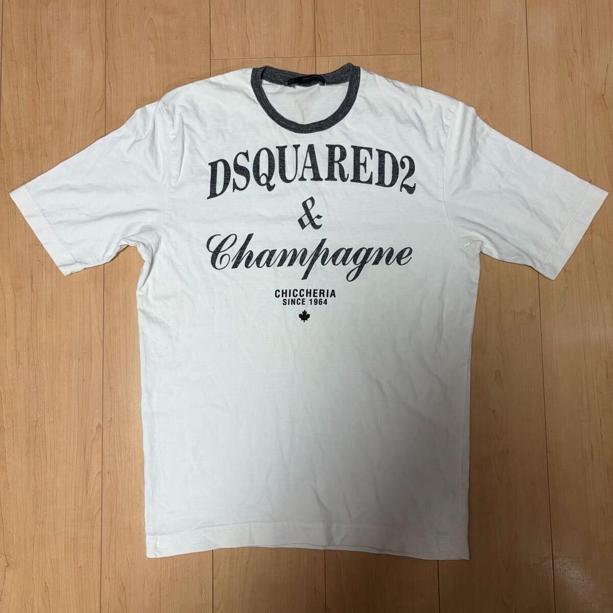 1円スタート DSQUARED2 ディースクエアード Tシャツ 白 半袖 ホワイト 半袖Tシャツ ロゴ カットソー_画像1