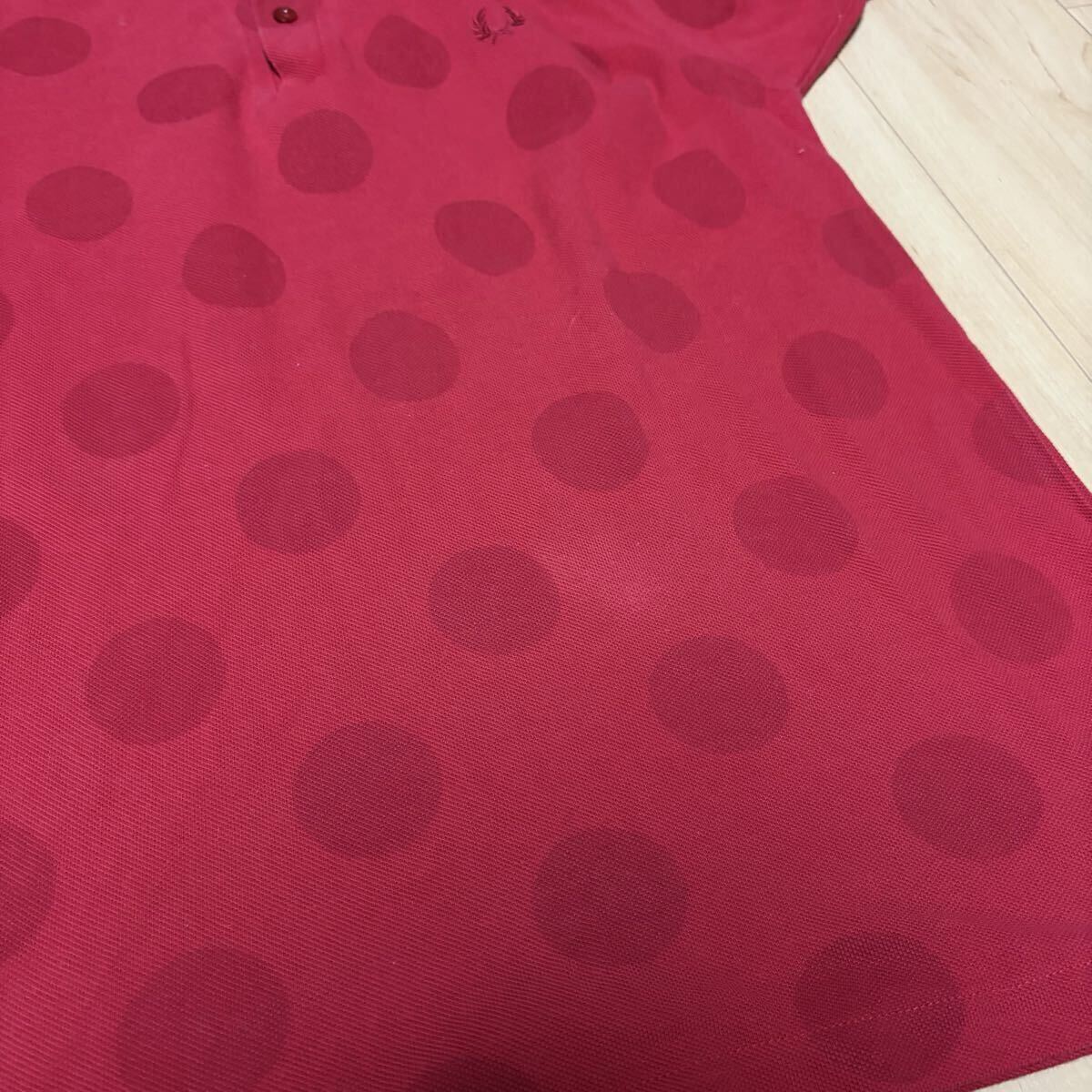 1円スタート COMME des GARONS FRED PERRY コムデギャルソン フレッドペリー ポロシャツ 鹿の子 半袖 赤 M 半袖ポロシャツ ポルトガル製_画像4