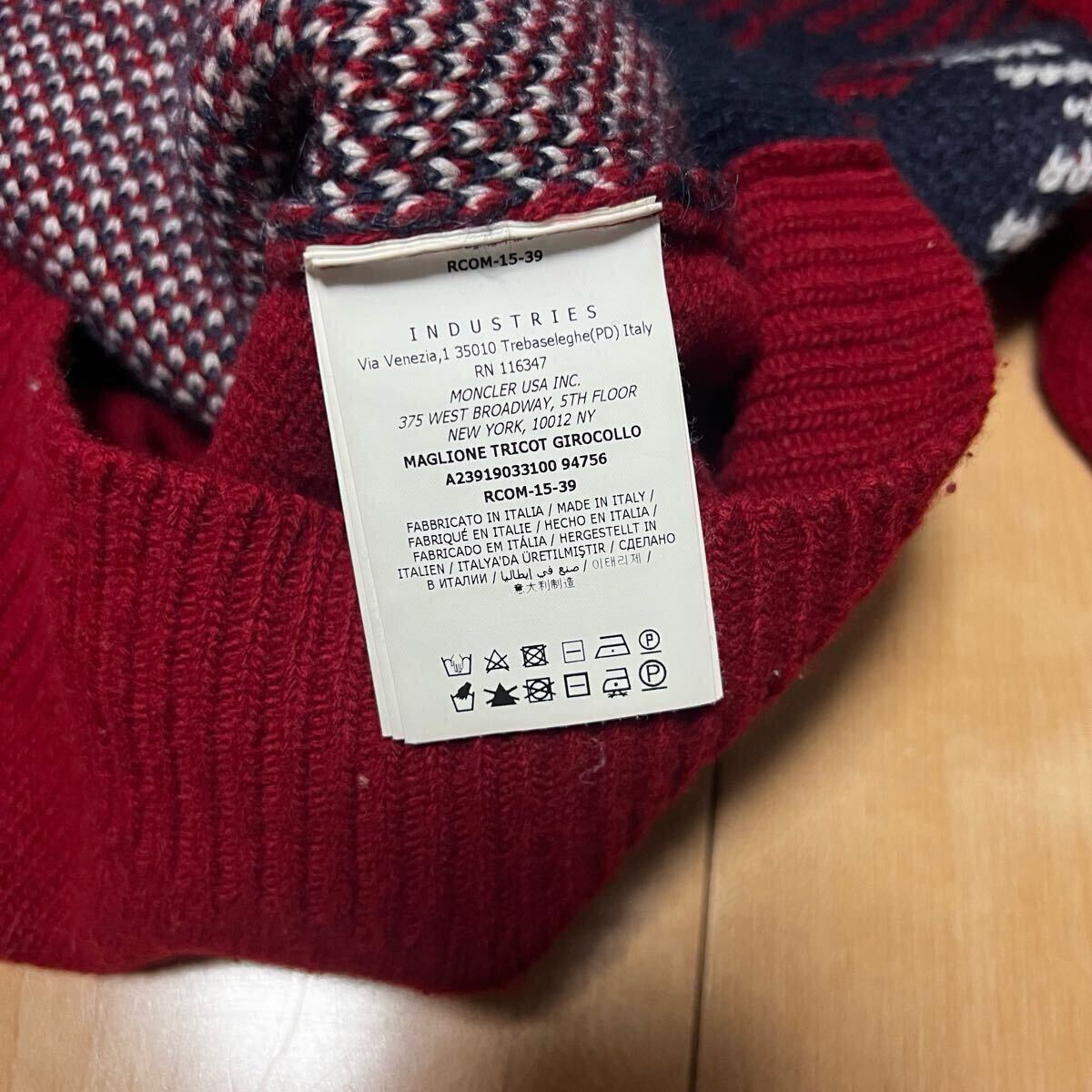 激安 格安 MONCLER モンクレール セーター ニット ウール アーガイル柄 長袖セーター 総柄 イタリア製 made in Italy クルーネック モヘア_画像6