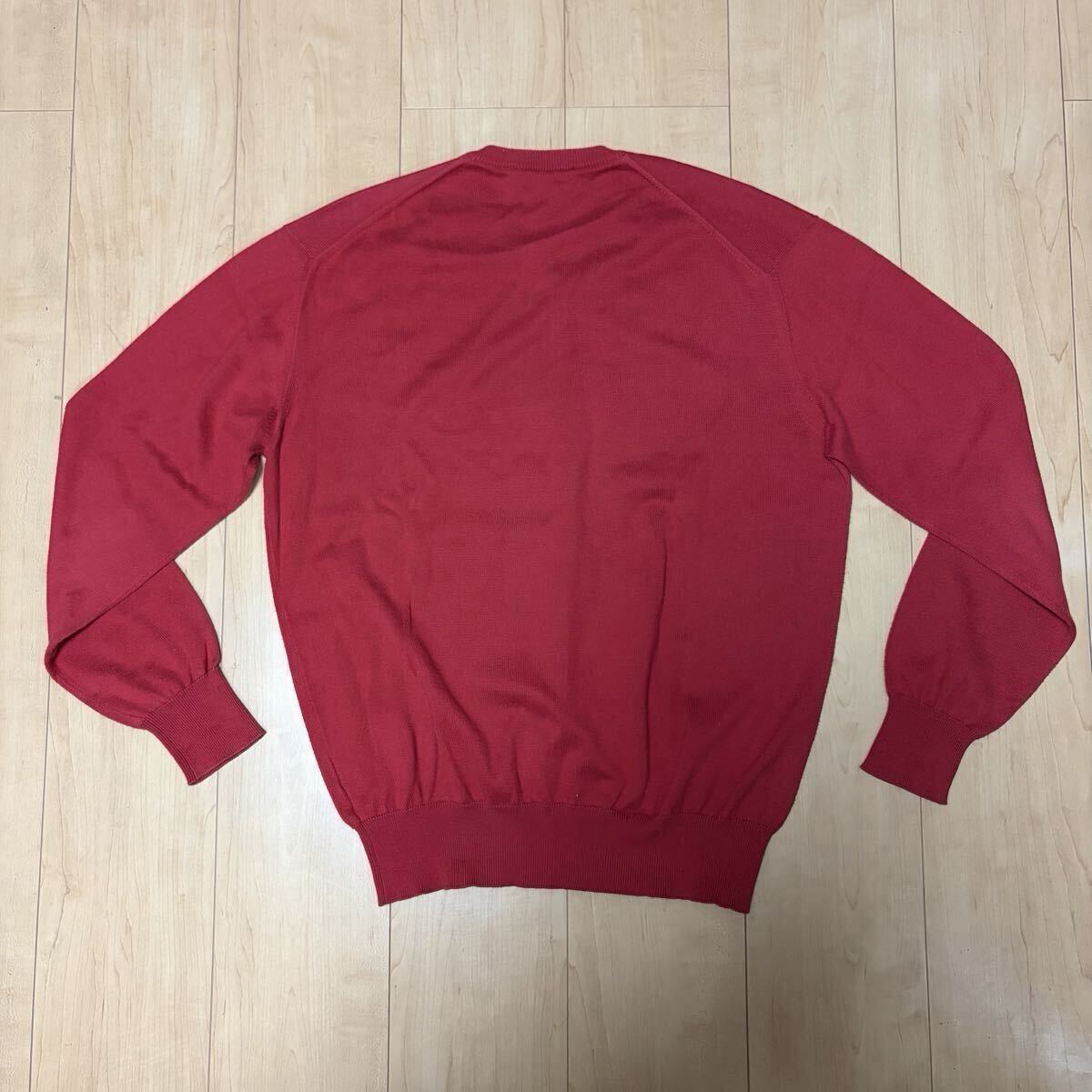 激安 格安 Loro Piana ロロピアーナ セーター ニット Vネック コットン100 コットン レッド トップス 赤 イタリア製_画像5
