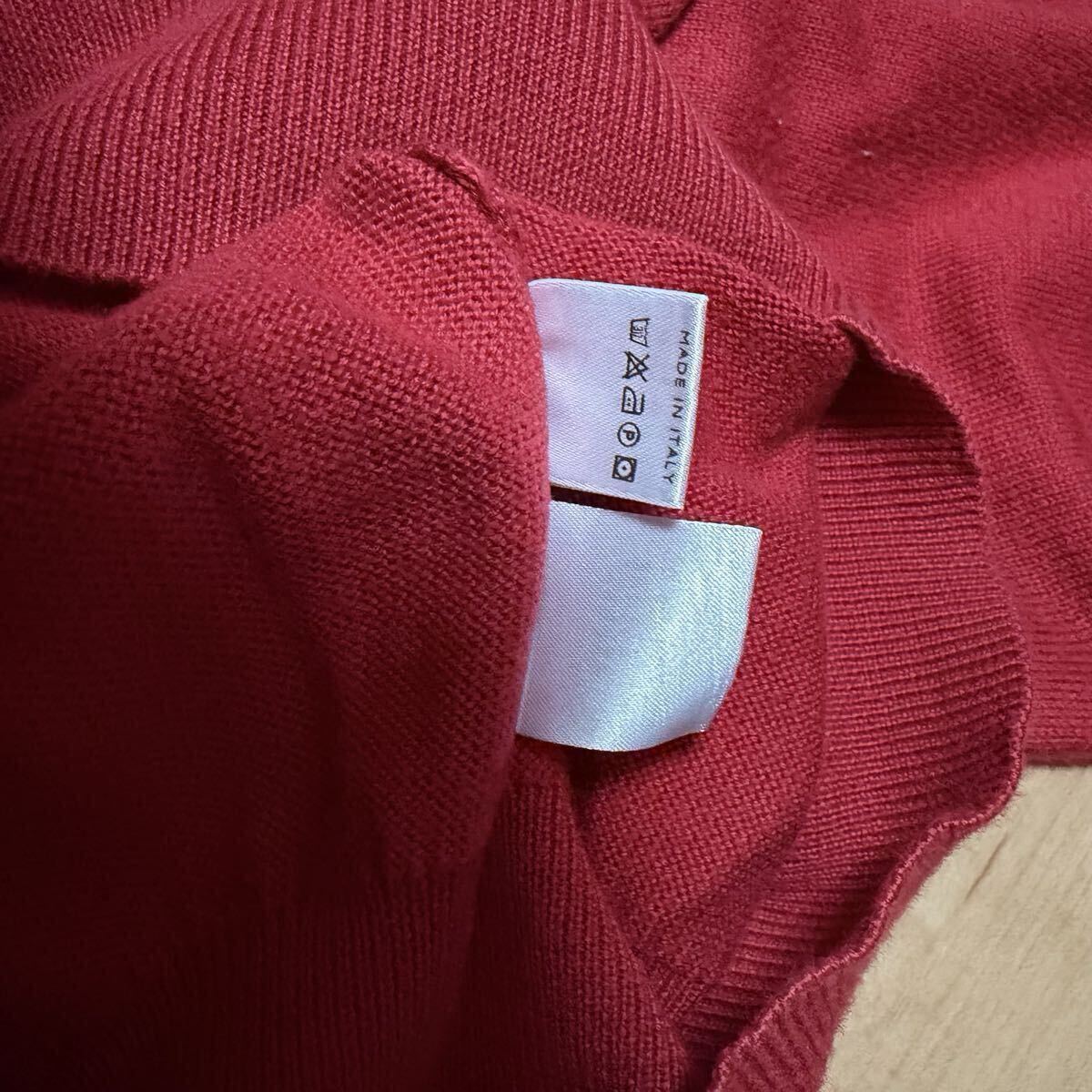 激安 格安 Loro Piana ロロピアーナ セーター ニット Vネック コットン100 コットン レッド トップス 赤 イタリア製_画像8