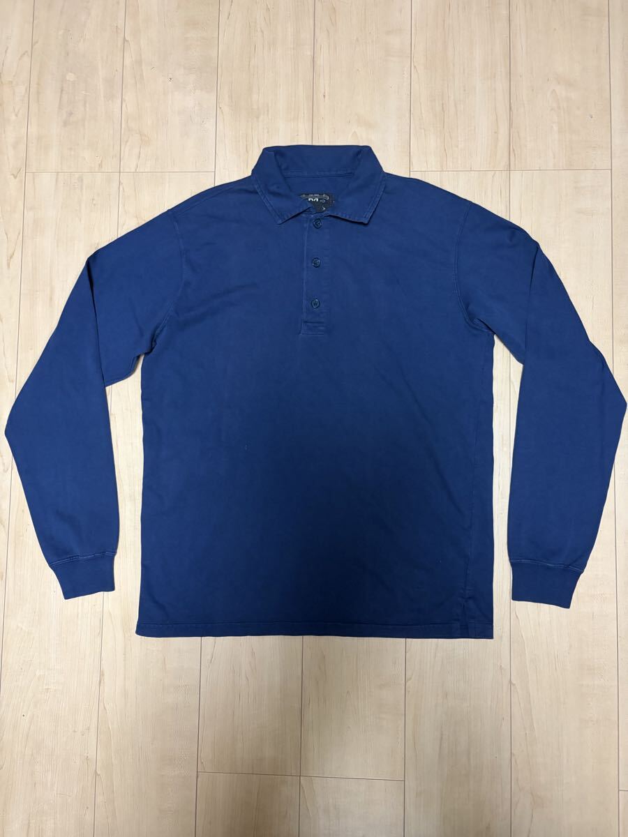 1円スタート RRL ダブルアールエル Ralph Lauren ネイビー ポロシャツ 長袖ポロシャツ 長袖 長袖シャツ 紺 ネイビー S_画像1