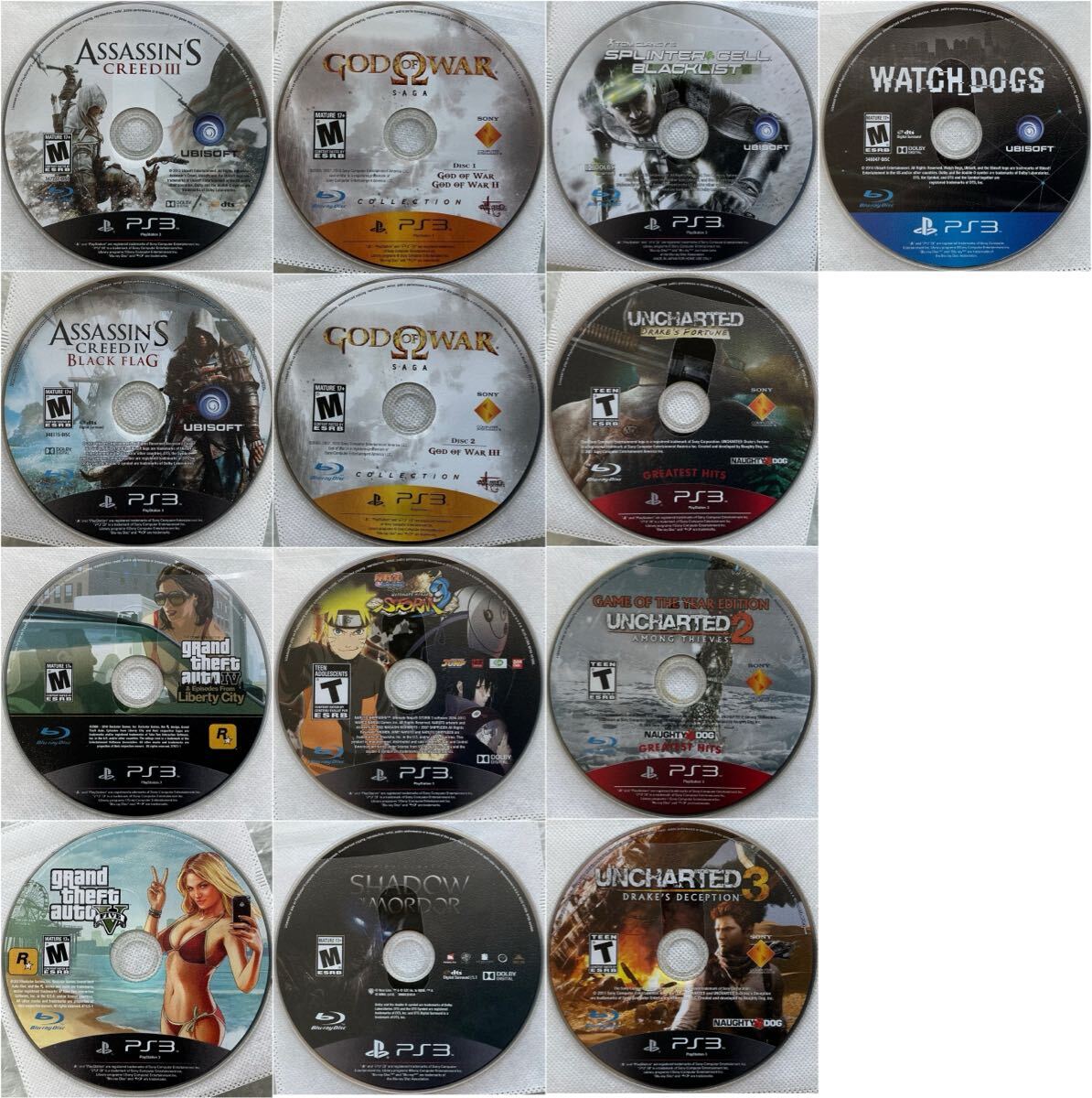 PS3 輸入版13枚セット デイスクのみ 動作確認済み｜アサシンクリード ゴッドオブウォー ナルト GTAⅣ&Ⅴ など プレステ3_画像2
