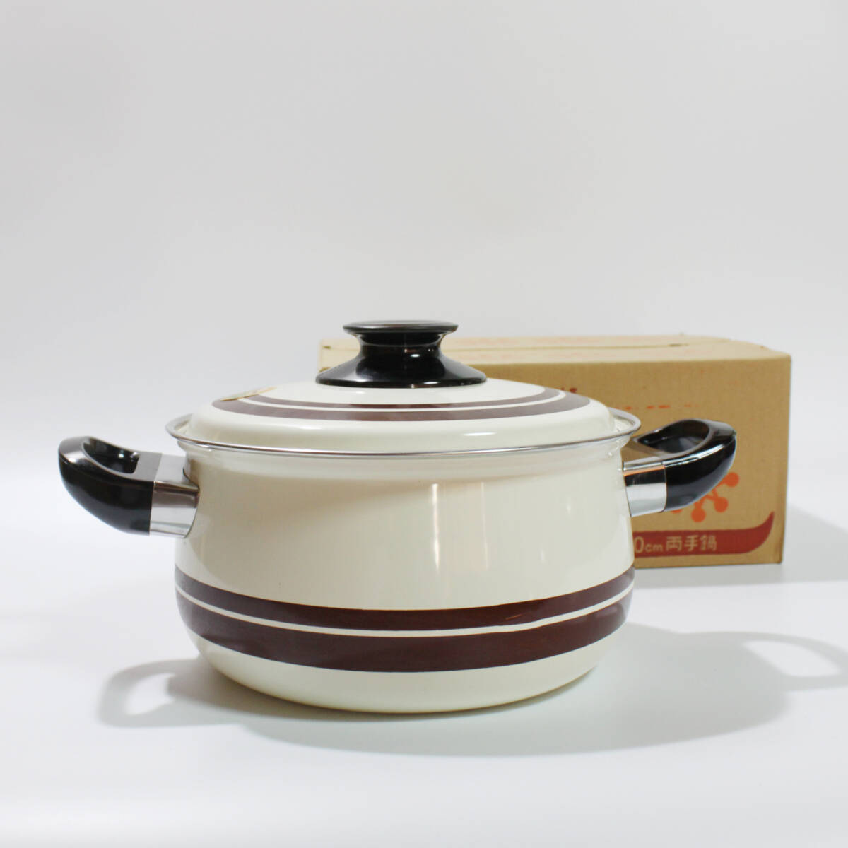 [ бесплатная доставка ] коралл -to-ki20cm сигнал low кастрюля кастрюля с двумя ручками Showa Retro неиспользуемый товар эмаль 2.8L Misato керамика текущее состояние товар подлинная вещь 