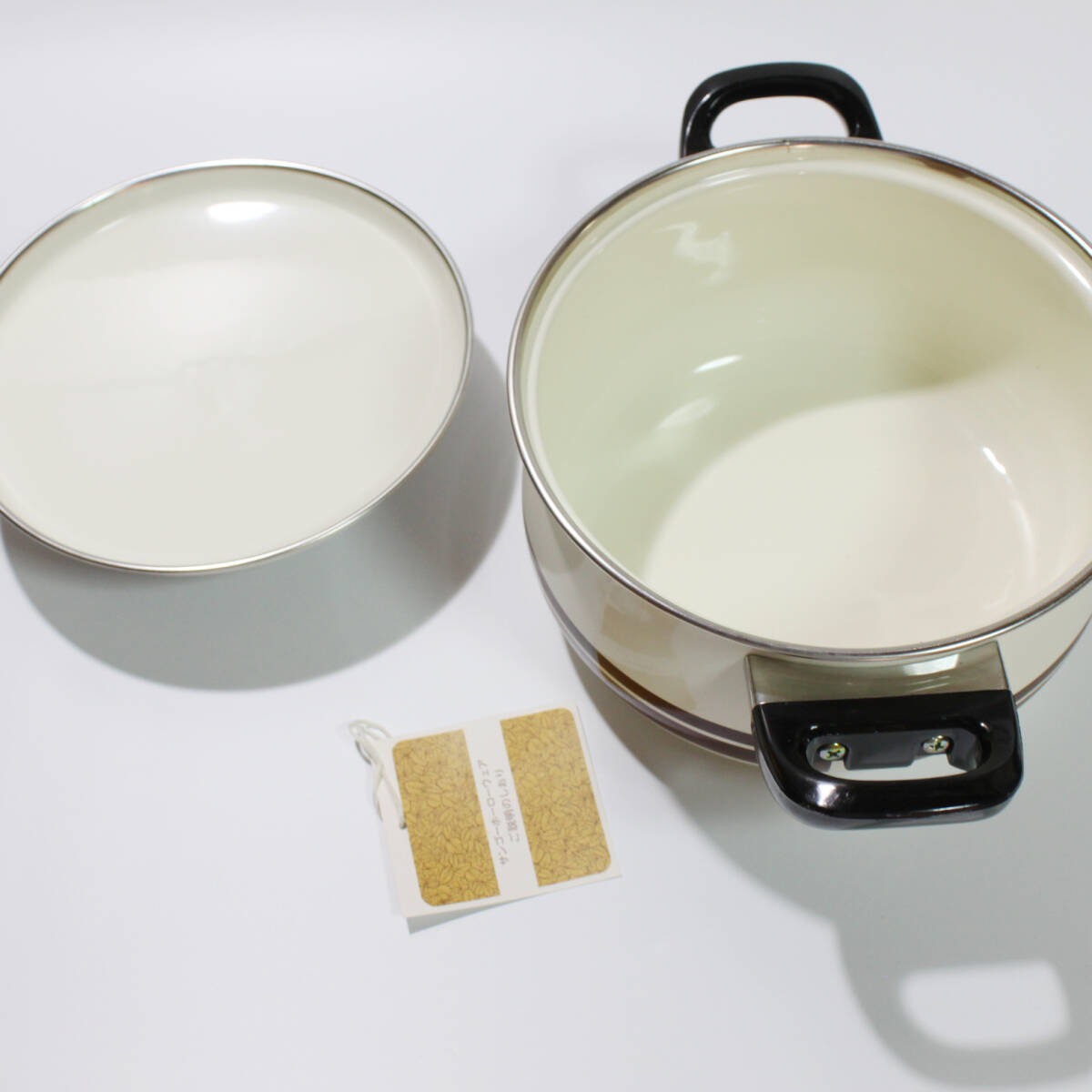 [ бесплатная доставка ] коралл -to-ki20cm сигнал low кастрюля кастрюля с двумя ручками Showa Retro неиспользуемый товар эмаль 2.8L Misato керамика текущее состояние товар подлинная вещь 